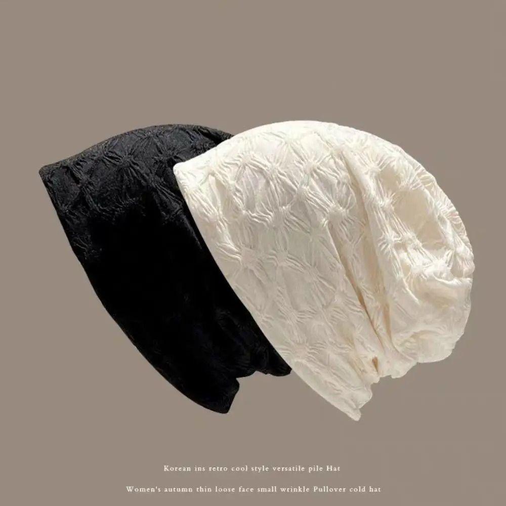 Hair Care Beanie Hat Solid Color Hijab Turban Cap Big Head Night Sleep Cap  Men Women