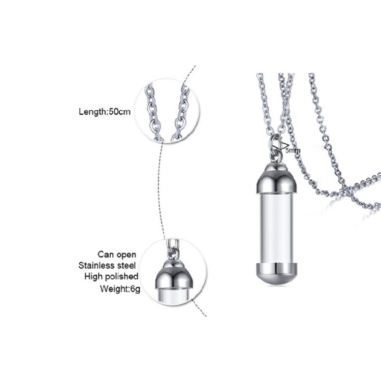 Practical Sturdy Stainless Steel and Glass Pendant Necklace Charm Pendant for Hair Keepsakes and Memorial Purposes