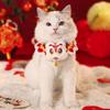 Chinese Style Spring Festival Lion Dance Cat Tie Adjustable Handmade New Year Pet Collar Warm Blessing Cat Knitting Scarf Autumn