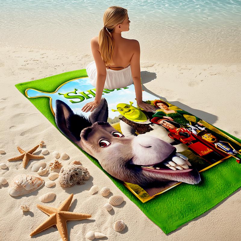 1pc Shrek3 Beach Towel, Comfortable and Thick, and Swimming/Bath/Picnic/Camping Towel, Suitable for Seaside Beaches