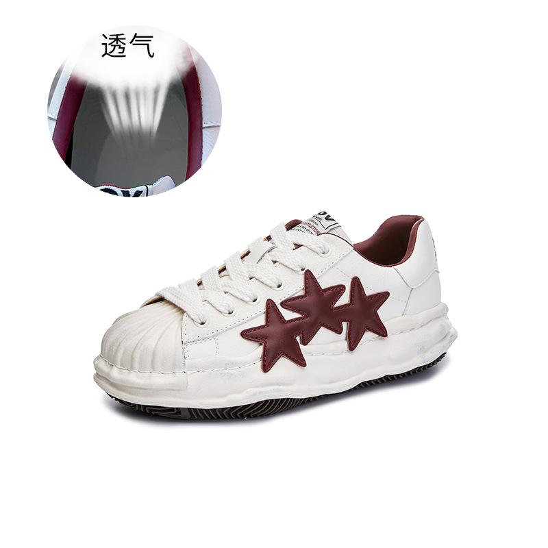 

Shell head leather little white shoes women s 2025 spring new casual versatile star dissolving shoes platform sports women s shoes 35 червоний