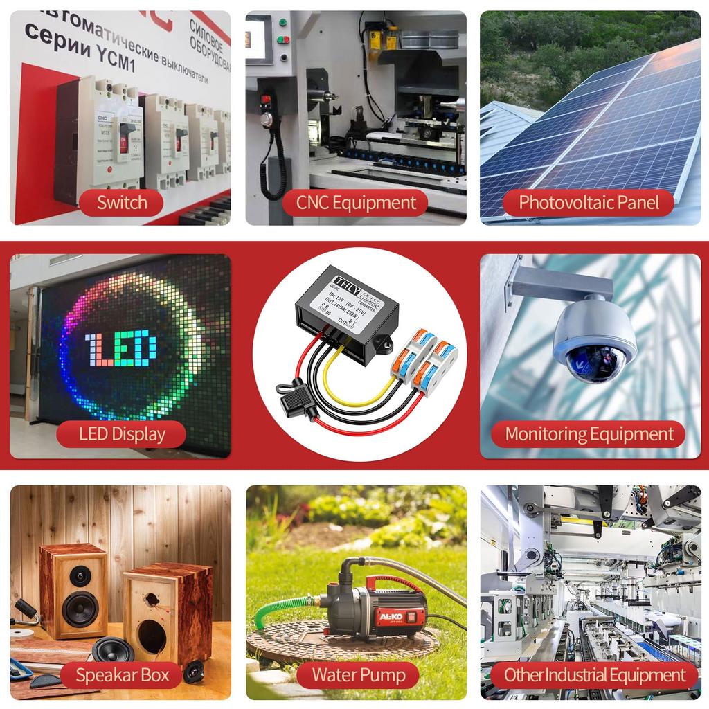 12VDC-24VDC Converter 5A 120W 120W Boost Converter with Fuse Waterproof and Wiring Terminals Golf