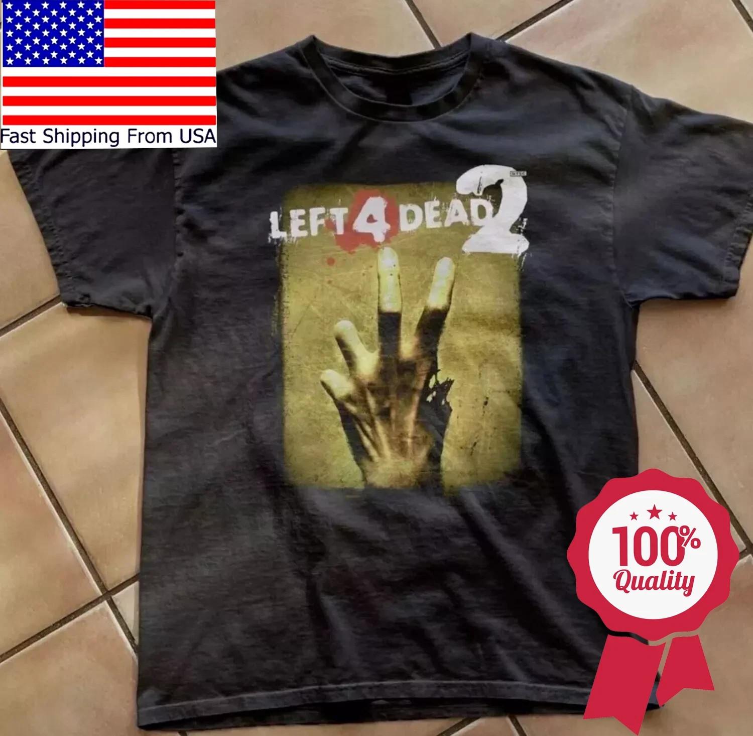 Left 4 Dead 2 Классическая графика черный цвет Футболка унисекс мужчины женщины S