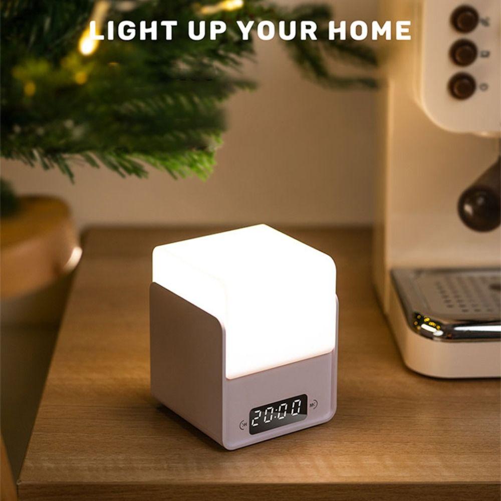 Simplicity Tri Color Time Cube Night Light Soft Light Portable Clock Light ABS LED Sleep Light Bedside