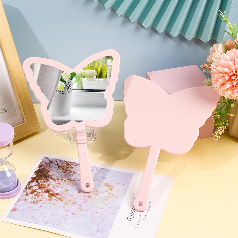 

Butterfly Handheld Portable HD Makeup Mirror for Girls With Hole Butterfly Handheld Mirror (14*20cm) розовый