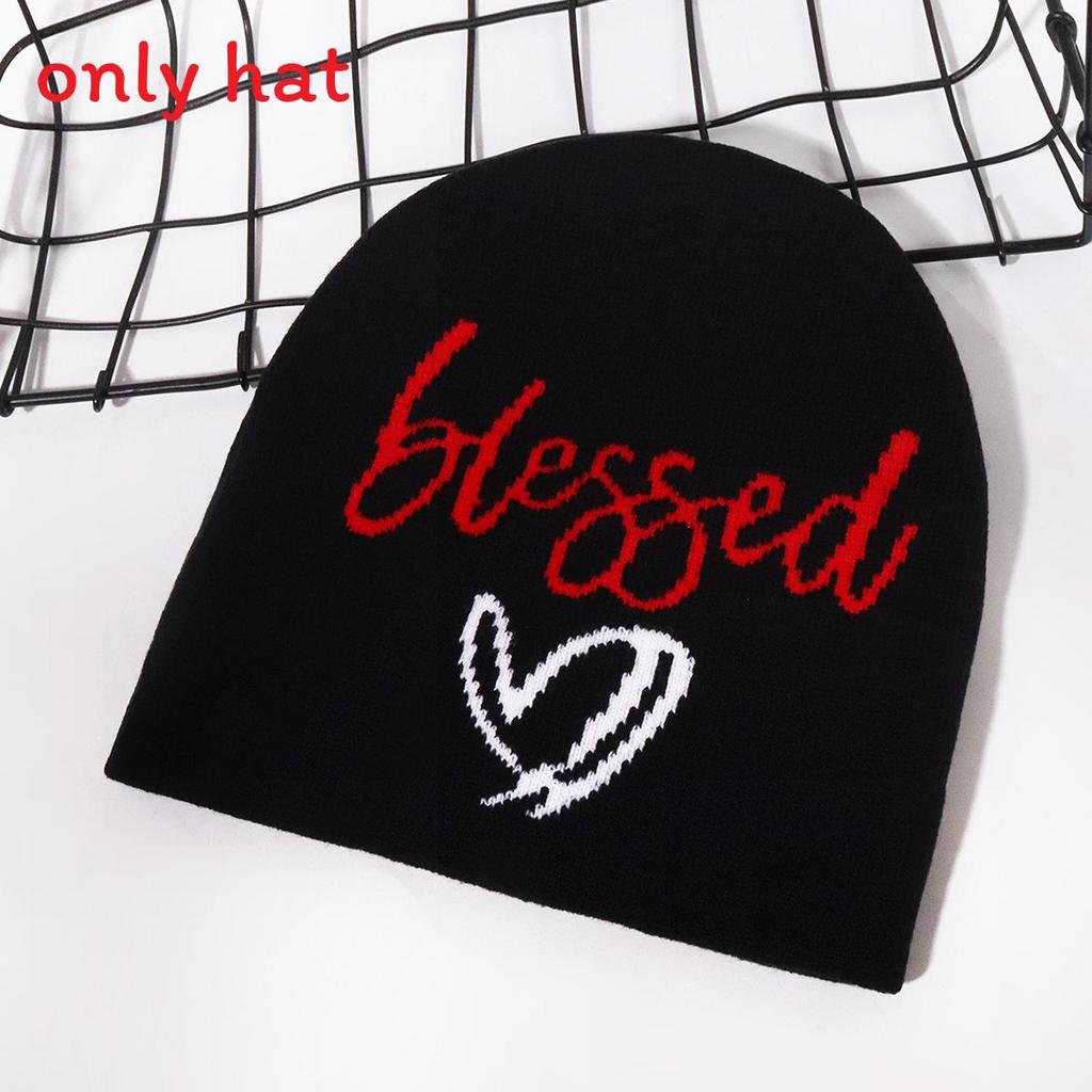 Knitted Hat With Spider Web Pattern For Streetwear And Warmth In Autumn BlackRed