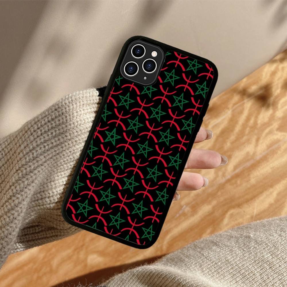 Morocco Map Flag Phone Case For IPhone 11 12 13 14 15 16 17 Pro Max Plus PC+TPU Cover