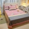 White Flower Printed Bed Sheet Set Simple Pink Cotton bedspread Thickened Bedding Set Luxury Soft Flat Sheet with Pillowcases