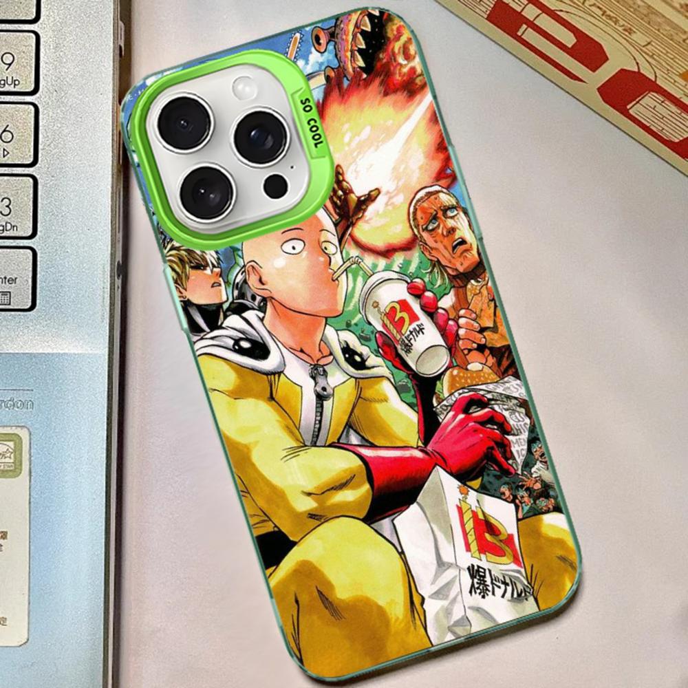 

One P-Punch Man Saitama Phone Case For IPhone 16 15 14 13 12 11 Pro Max X XR XSMAX 8 7 Plus Matte Shockproof Back Cover iPhone 11pro max