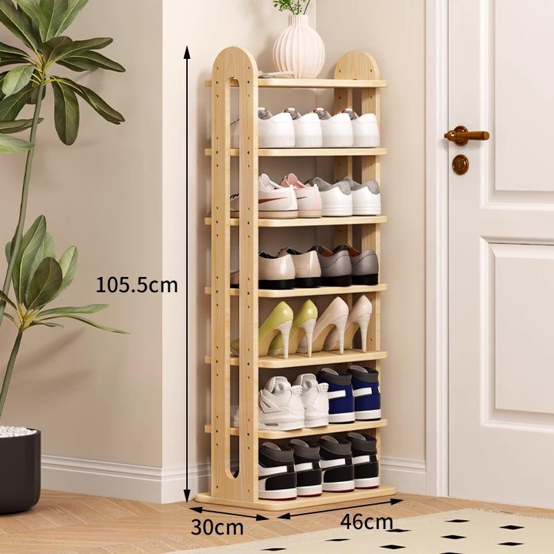 Adjustable Solid Wood Shoe Rack - Slim Entryway Organizer for Small Spaces Multi-Tier Storage Shelf for Dorms/Apartments &Closet