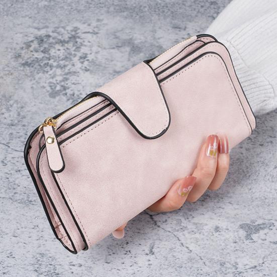 Women Long Wallet Large Capacity Card Holder Trifold Clutch Purse with Zipper Pocket 16 Card Slots ID Windows for Dates Work Party