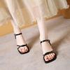 Square Head Thick Heel Sandals Women's Summer New Simple Skirt Cross Strap High Heels