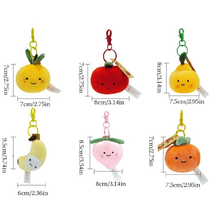 Vibrant Fruit Plush Keychain Pendants Simulation Fruit Plush Keychains Sturdy Key Rings Pendant Charm for Everyday Use