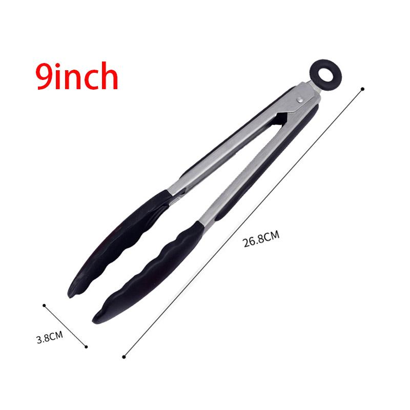 Silicone Food Tong Stainless Steel Grillingtongs Silicone Non-slip Cooking Clip Clamp Bbq Salad Tools Grill Kitchen Accessories