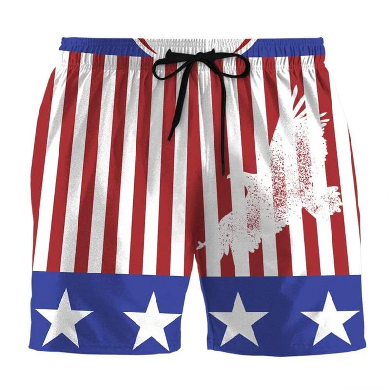 Herren Strandshorts USA Flagge 3D Druck Lustige Tiere Grafik Surfing Boardshorts Lässige Sommerferien Sportshorts Badeshorts Jungen