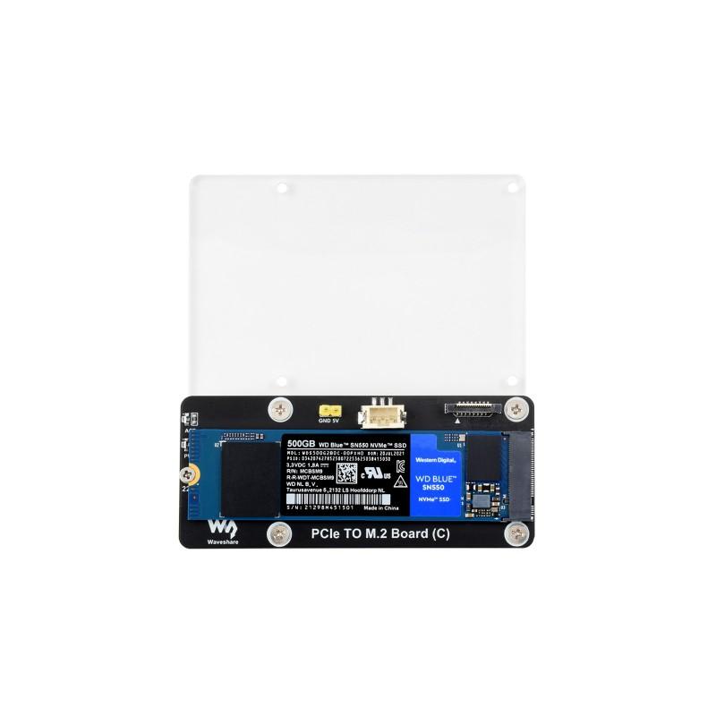 PCIe to M.2 Adapter Board (C) for Raspberry Pi 5, Supports NVMe Protocol M.2 Solid State Drive, High-speed Reading/Writing