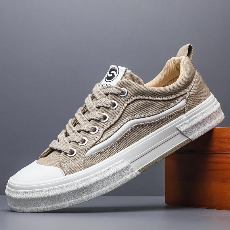 

Fashion Men s Canvas Shoes Breathable Comfortable Hard Wearing Round Toe Flat Casual Shoes Lace Up Non Slip Platforms Sneakers SS25840 44 хаки