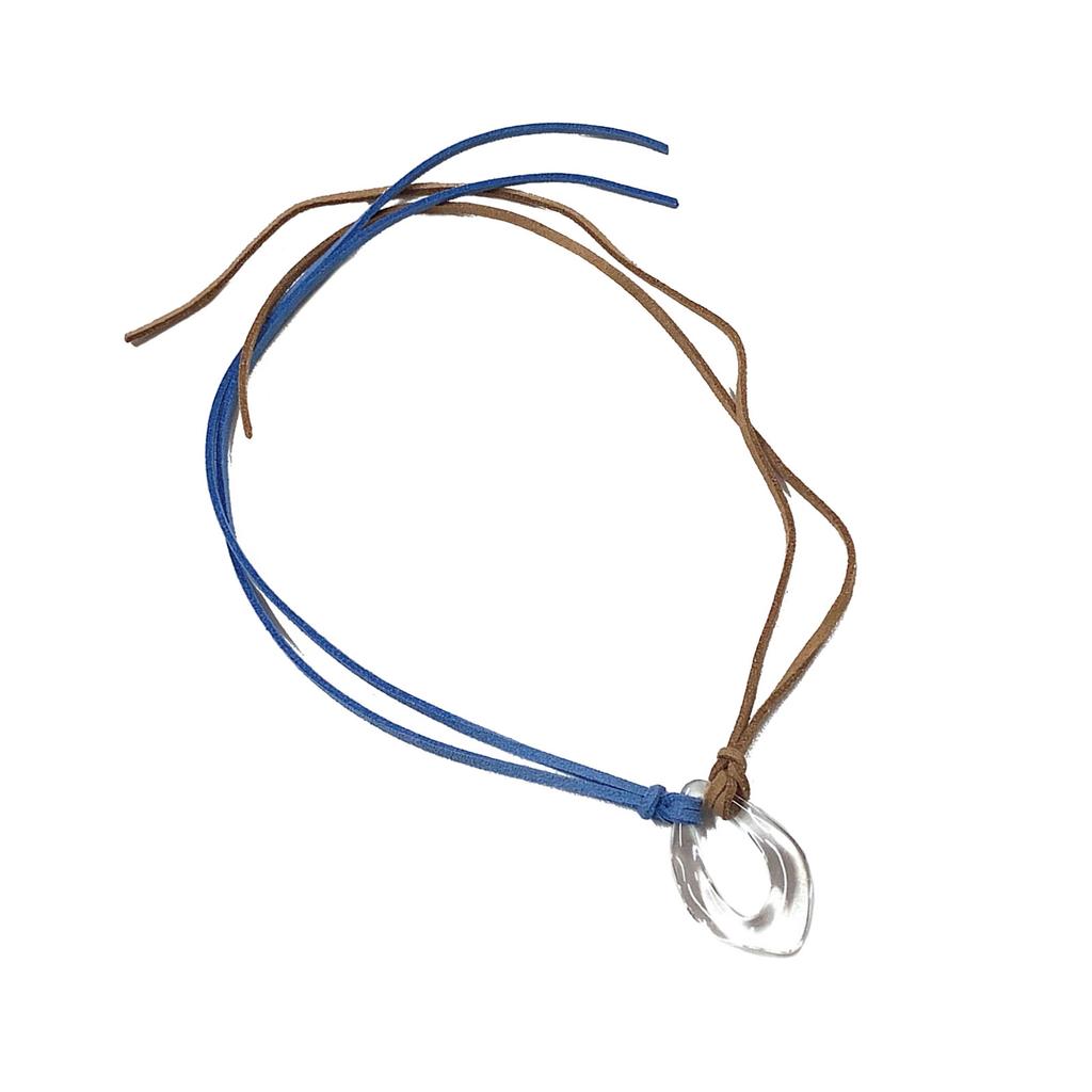 Acrylic Circular Pendant Necklace Adjustable Velvets Rope Choker Simple Ornament Women Collarbone Chain Accessory