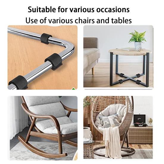 6Pcs Felt Furniture Pad with Hook And Loop Fastener Wrap-Around Prevent Floor Scratches Chair Sled Floor Glides Tubing Protector Home Supplies