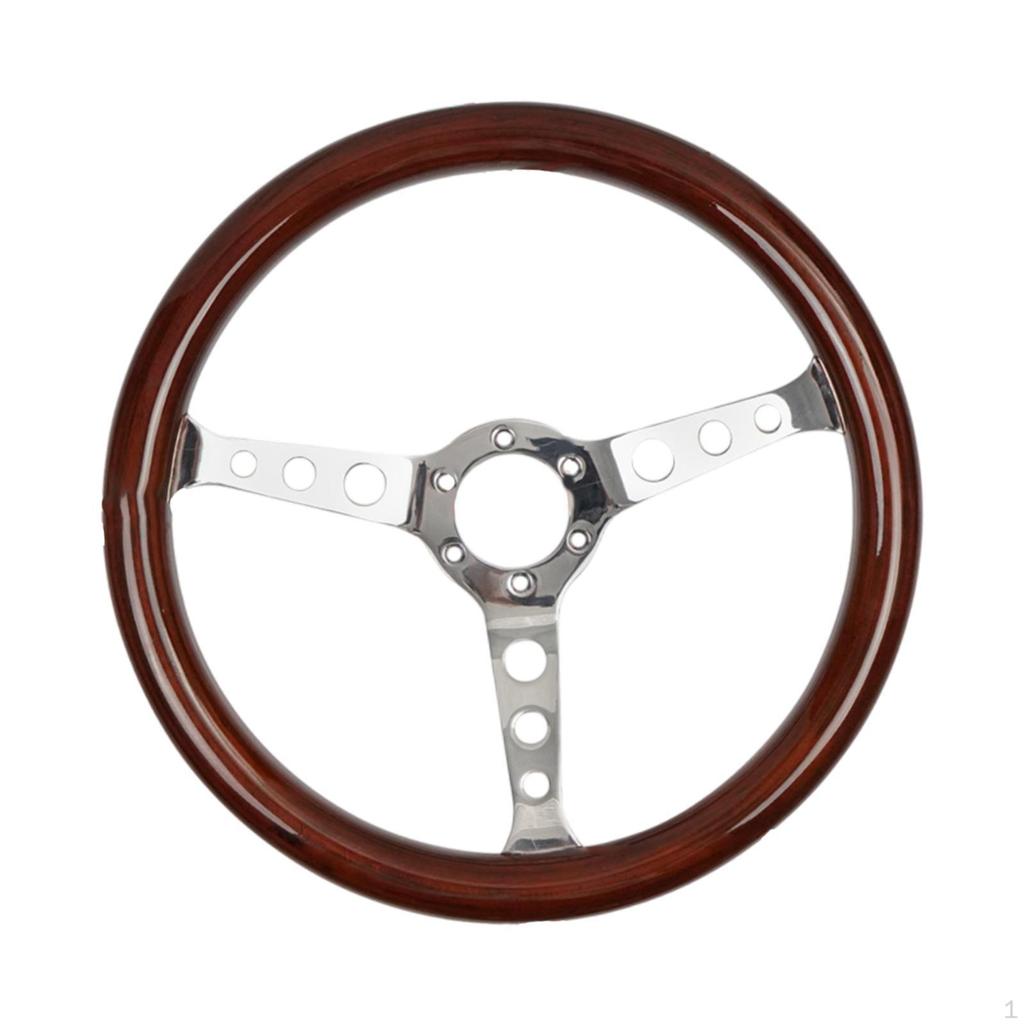 Car Steering Wheel Accessory 380 Mm Wooden Classic Sturdy Sports Modified Parts for