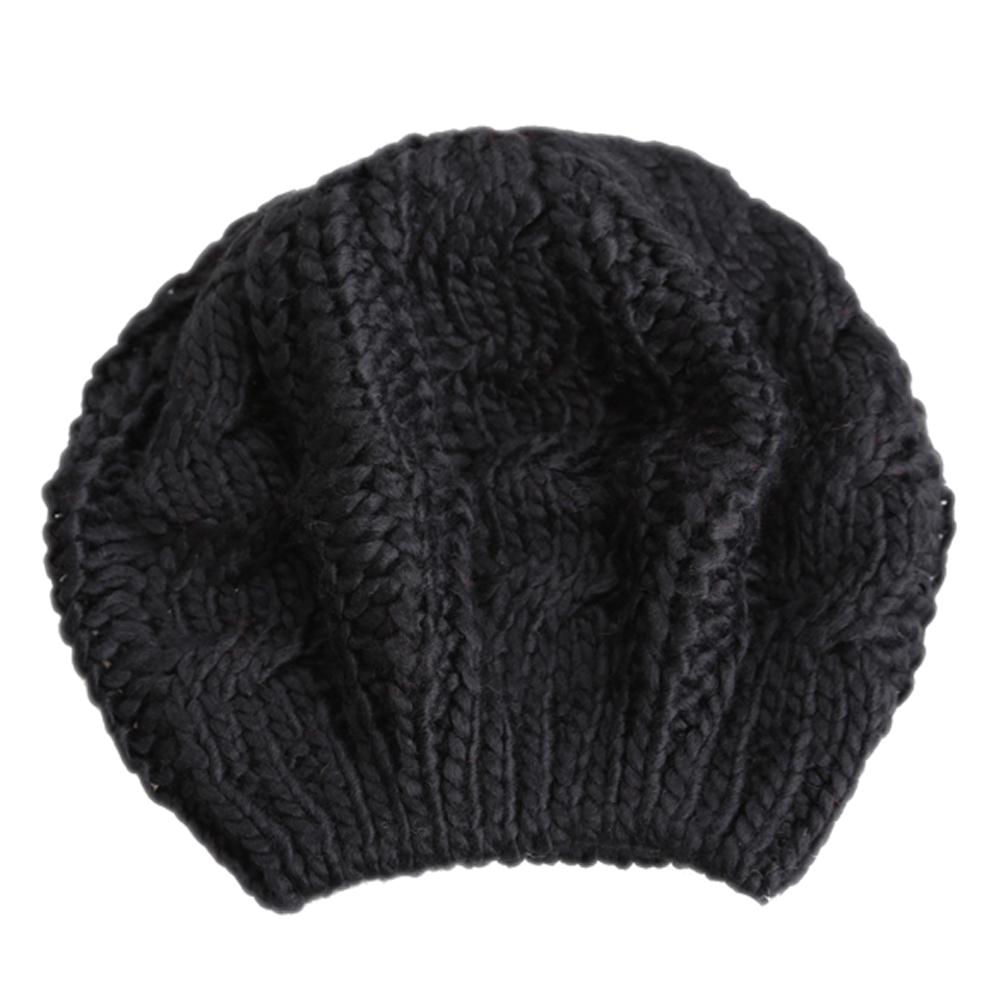 

2023 New Fashion Winter Women Beret Warm Knitted Baggy Beanie Hat Pretty Comfortable Plain Caps Multicolor Elasticity Ski Cap чорний
