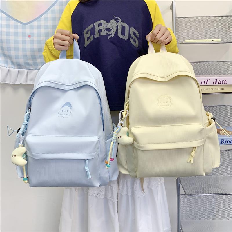 

Junior High School Student Schoolbag Women s Solid Color Backpack жовтий