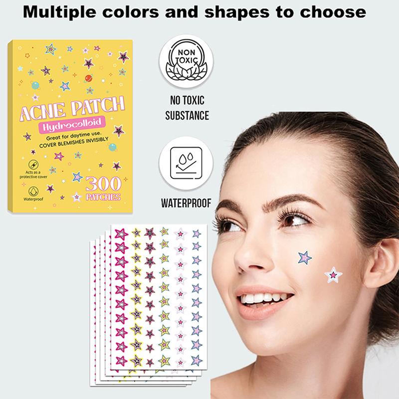 300Pcs Star Acne Patch Repair Acne Cleansing Invisible Breathable Waterproof Acne Cleansing Concealer Fade Clean Onesize