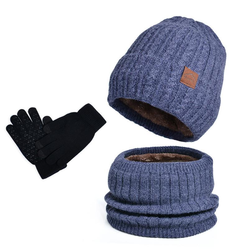 Winter Knit Hat Scarf Gloves Bundle With Lining Breathable Windproof For Casual Outdoor Use