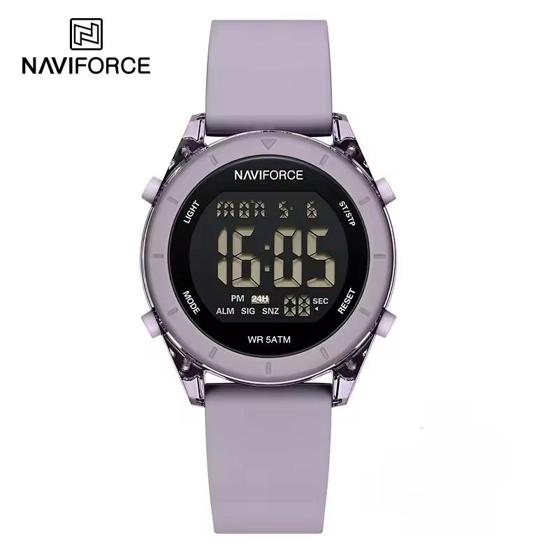 New Model NAVIFORCE NF7108 Watch Womens Fashion Silicone Strap Sports Digital Watch Waterproof Luminous Wristwatches Relojes