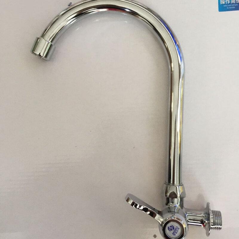 Grey Alloy Angle-Style Single Cold Wall-Mounted Faucet