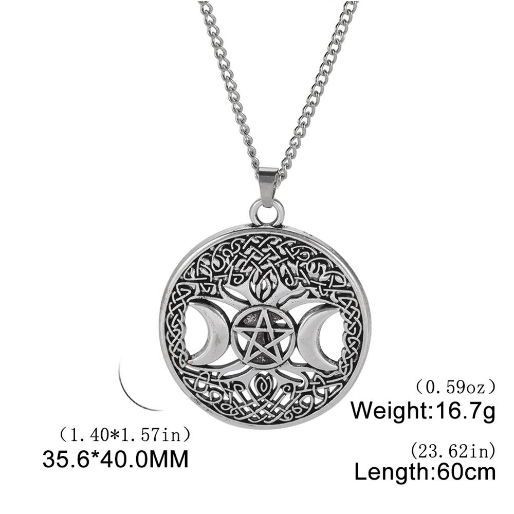 My Shape Tree of Life Pendants Necklace Triple Moon Goddess Pentacle Necklaces Women Men Religious Wiccan Amulet Jewelry Gifts