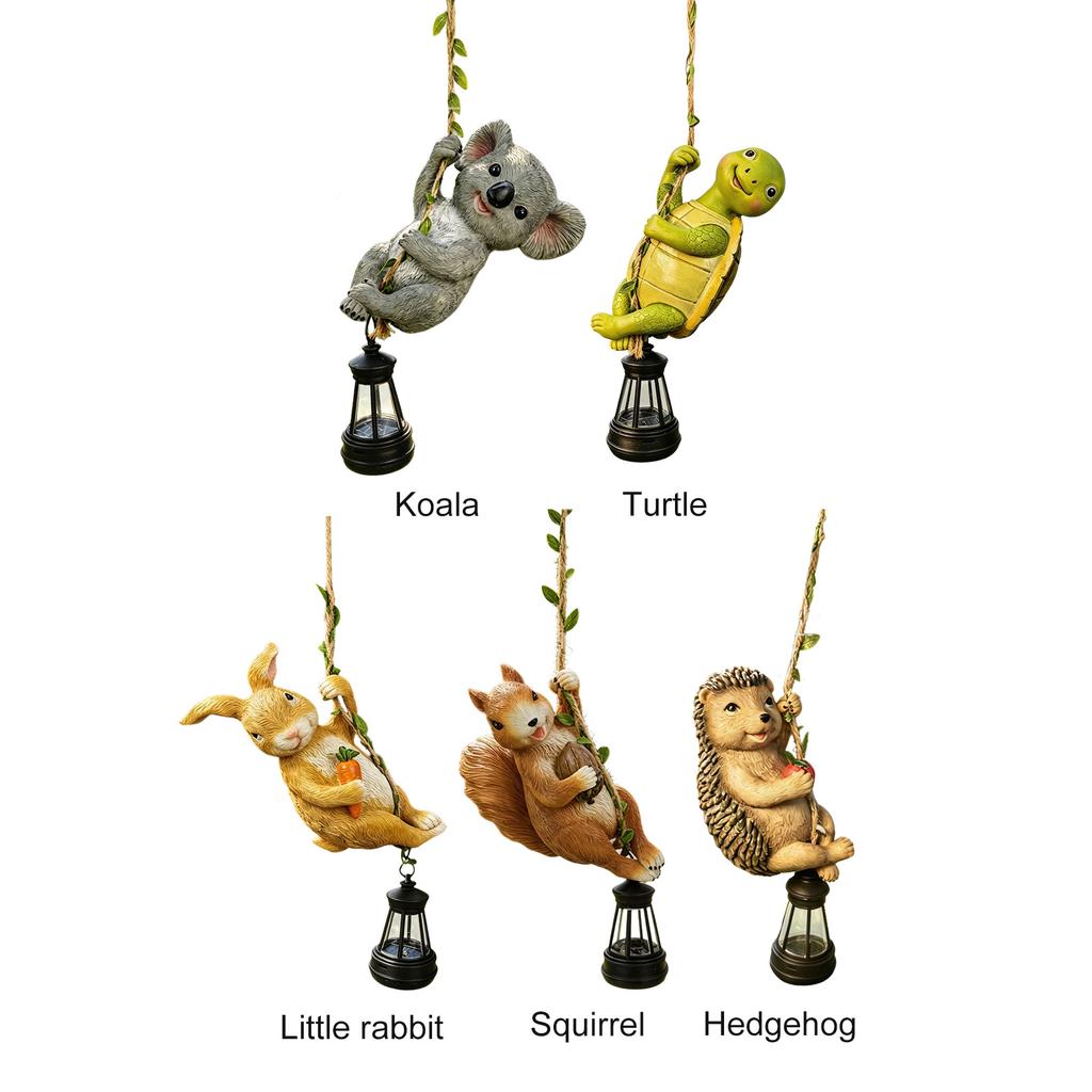 Outdoor Garden Lantern Solar Powered Animals Climbing Ropes Lantern Decorative Animal Shape Lantern for Balcony Patio Courtyard