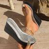 Fashion Comemore Summer New PVC Transparent Slippers Thick Bottom Round Head Sexy Sandals Slipper High Heels Slides Large Size 35~43