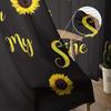 Sunflower Black Background Tulle Curtains Living Room Kitchen Chiffon Curtain Bedroom Balcony Sheer Curtain Fashion Home Decor