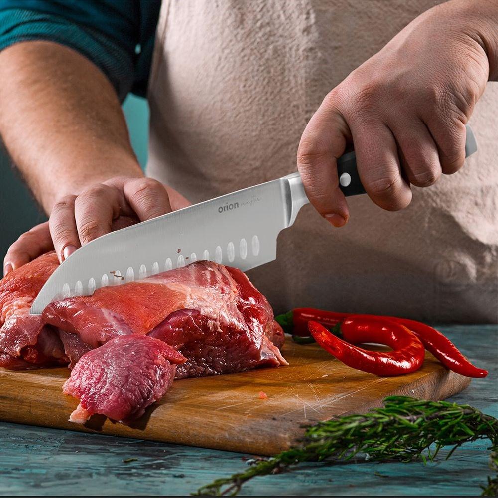 Steel Santoku knife MASTER 33 cm