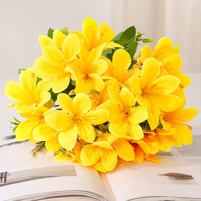 Simulation 5-Zweig 10 Köpfe Bunte Lilie Hochzeit Heimdekoration Simulation Narzissen-Orchideen-Dekoration Vase Requisiten Fotografie
