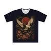 Vintage Japanischer Roter Kranich T-Shirt | Ukiyo-e All Over Print Tee | Kirschblüten-Shirt | Japanische Kunstbekleidung | Geschenk für Japan-Liebhaber