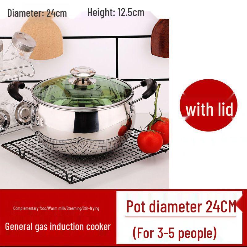 

Кастрюля из нержавеющей стали большой вместимости: Загущенный для супов, рагу, лапши, каши, молока, хот-пота - Совместим с индукционными плитами