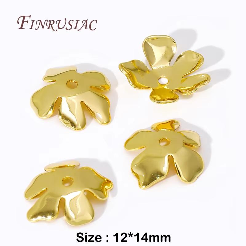 8.5mm Spacer Bead Caps 18K Gold Plated Brass with Zircon Flower Bead End Caps For Jewelry Making Supplies DIY Accessories