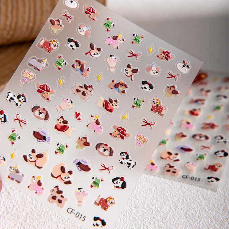 

3D Embossed Cute Puppy & Cat Nail Stickers for Kids CF-015