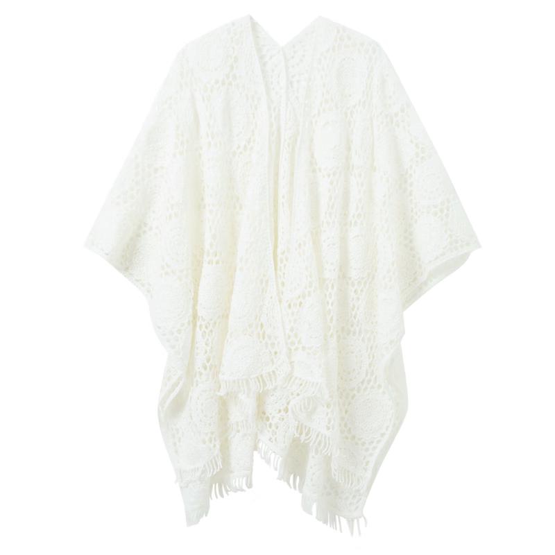 Sancai Bohemian Crocheted Tassel Shawl One Size