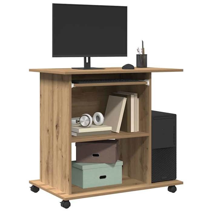 VidaXL Bureau d'ordinateur chêne artisanal 80x50x75 cm bois ingénierie, bureau, bureau de travail, table de bureau, bureau 856053