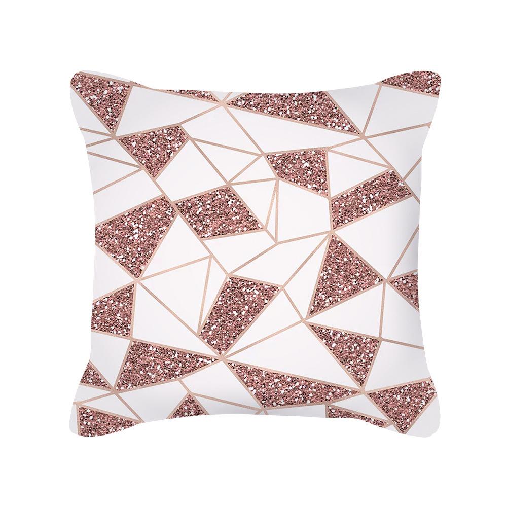 Ins Nordic Style Rose Gold Pink Geometric Square Pillow Cushion Cover