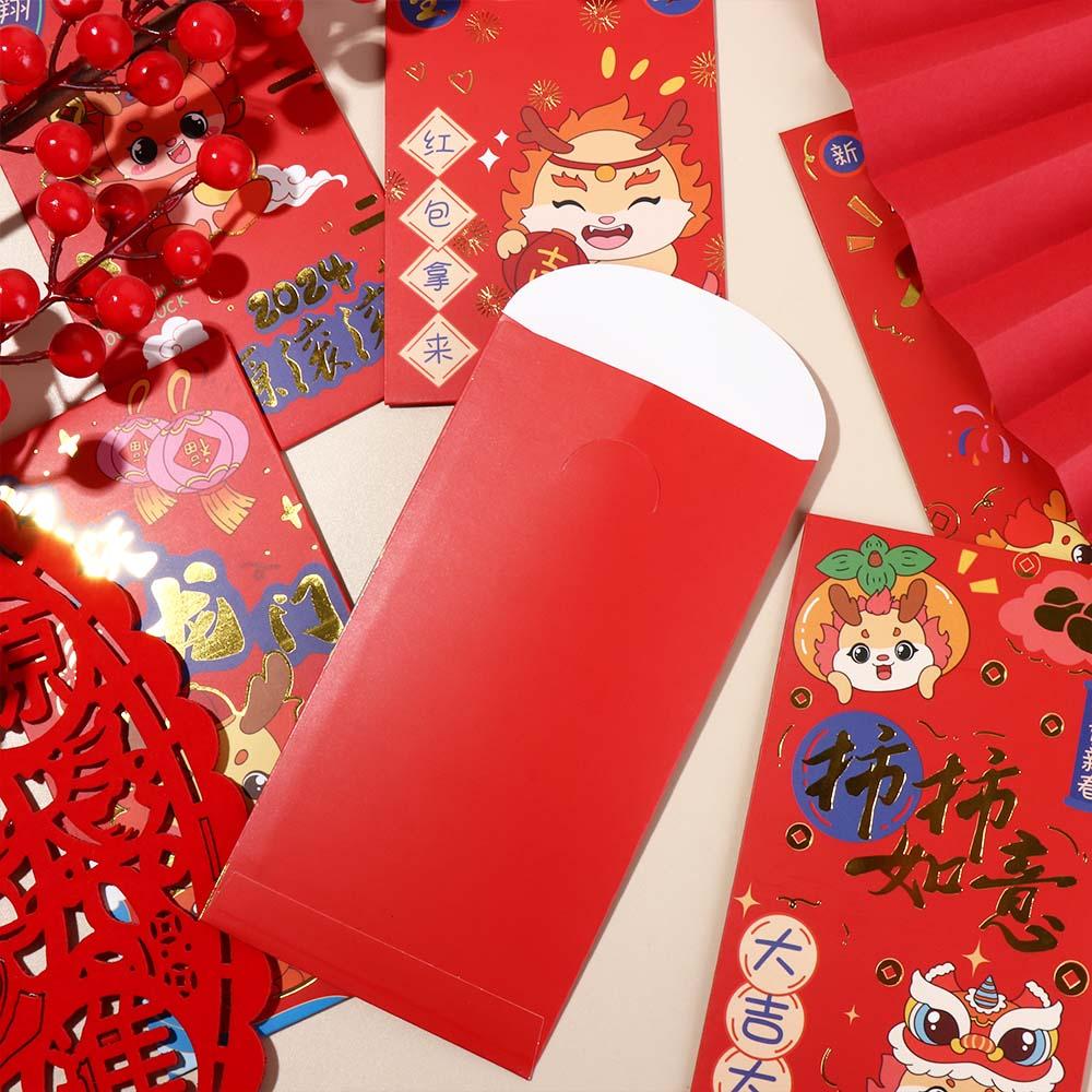 2025 New Year Packet Red Envelope Dragon Pattern Best Wishes Money Pocket Luck Money Bag Good Luck HongBao Party Gifts