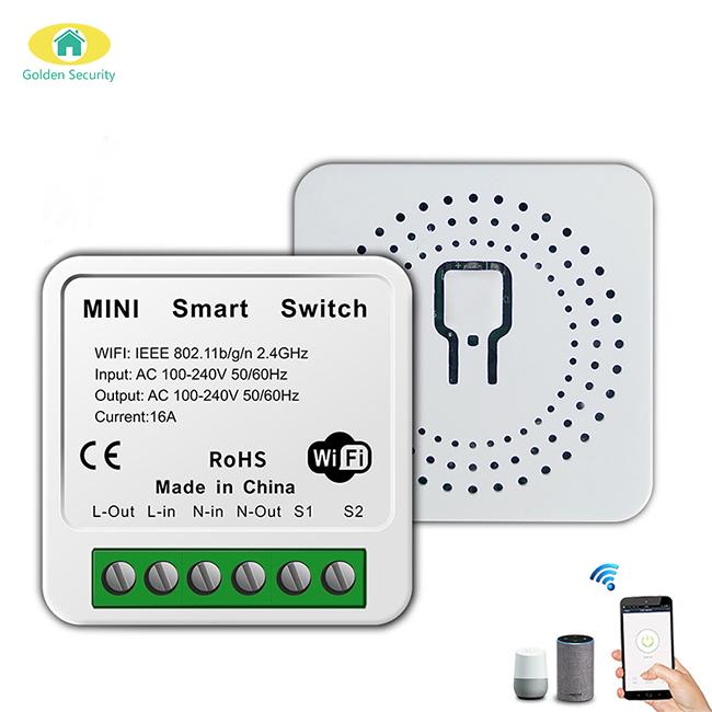 For WiFi Wireless Wall Switches Programmable 16A 1 Gang Neutral Live Switch Module with Alexa Voice Control ABS 250V 45mm*45mm&Universal Standard