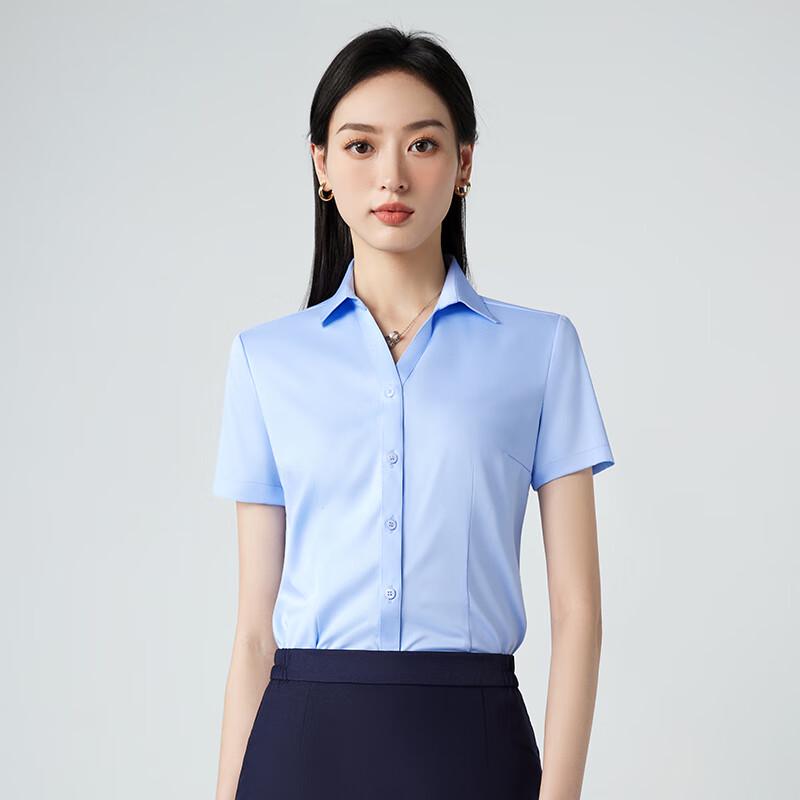 Toluoman Women s V-Neck Short Sleeve Work Blouse S