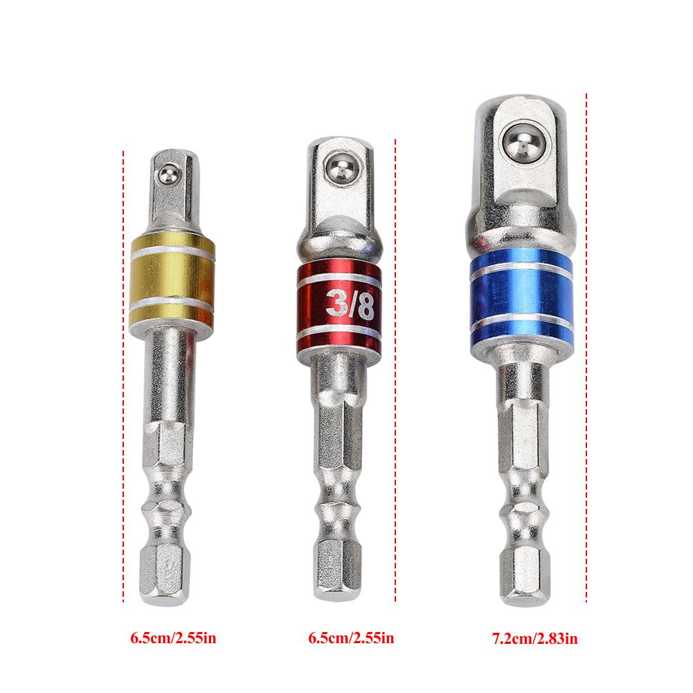 3Pcs Socket Adapters, Drill Nut Driver Extension   Set with   Bearing Head, for 1Celsius4in 3Celsius8in 1Celsius2in Hex Shank Electric Drill