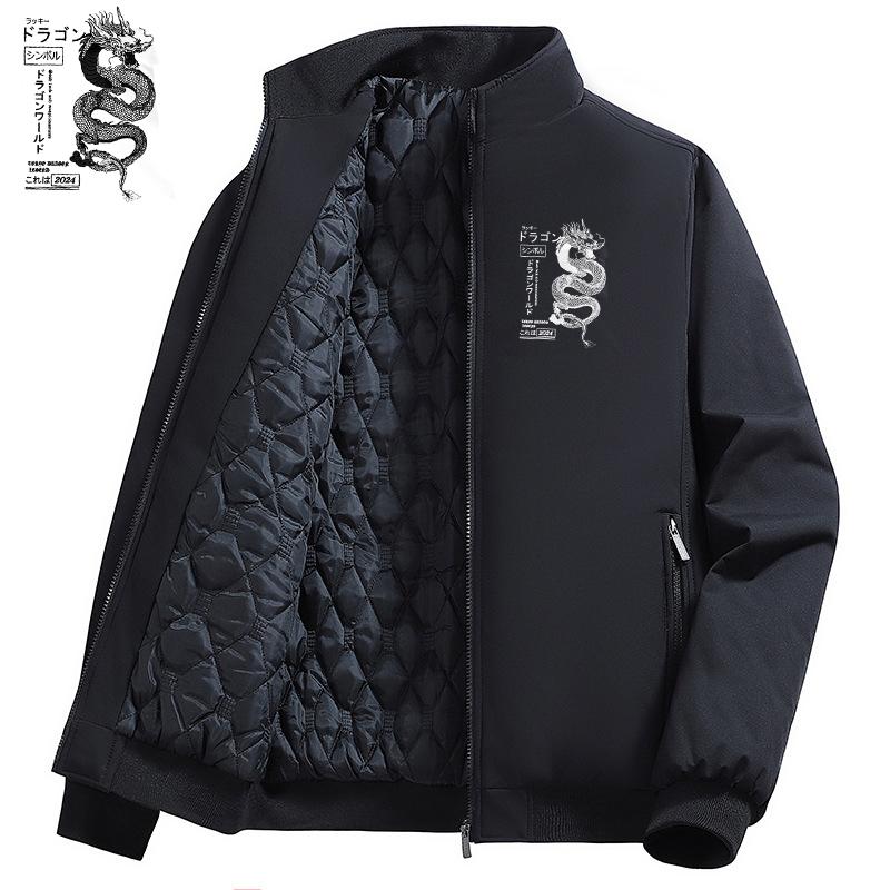 Autumn and Winter Velvet Warm Cotton Jacket For Men Casual Sports Windproof Thermal Coat Stand-Up Collar Jacket