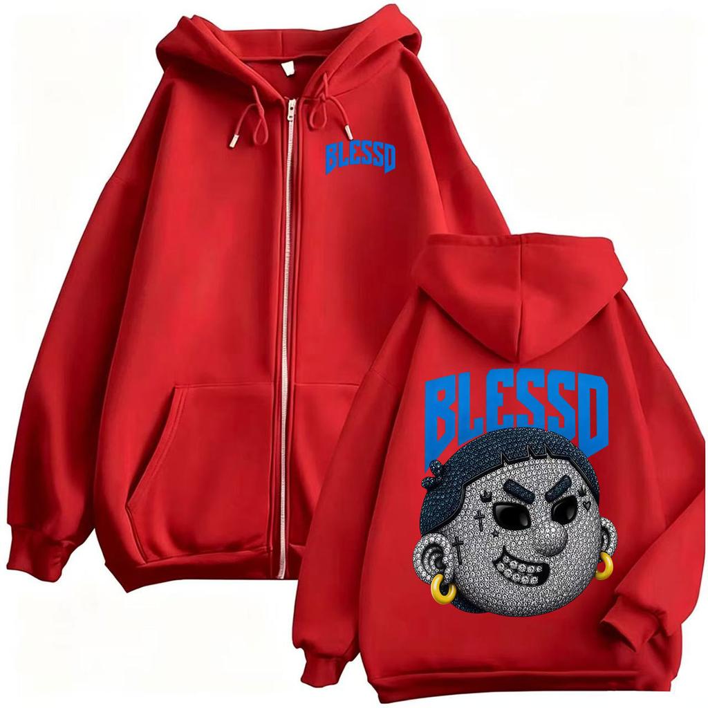 Blessd Ephdm Latam Tour Zipper Hoodies Men's Harajuku High Street Sweatshirt Jacket Coats Fleece Zip Up Hoodie