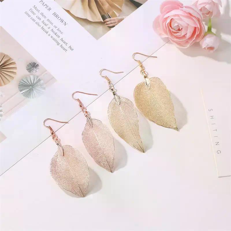1pair Simple Fashion Leaf Pendant Earrings For Women Punk Elegant Wedding Jewelry Delicacy Ear Ornaments